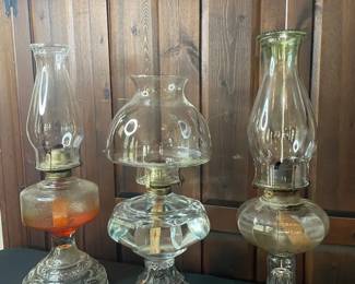 Trio Of Vintage Oil Lamps Lot 1 Of 2