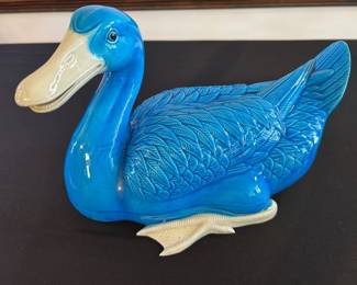 Vtg Chinese Porcelain Turquoise Duck Figurine
