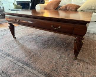 Wood coffee table w/ drawer storage