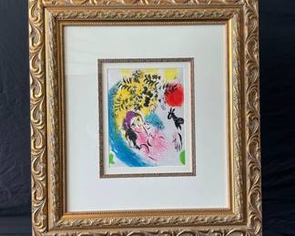 Lovers with Red Sun by Marc Chagall