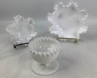 Fenton Style Milk Glass Candy Dishes
