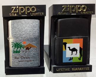 (2) ZIPPO 1996 DOUBLE CAMEL MATTE & 2000 CAMEL THE OASIS