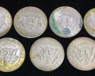 (7) 1965-69 KENNEDY HALF DOLLARS, 40% SILVER