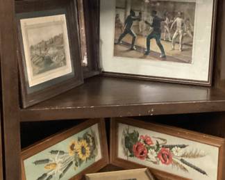  CHOICE OF TWO CABINETS, ARTWORK, CANNING JARS, HARDWARE, MINIATURES