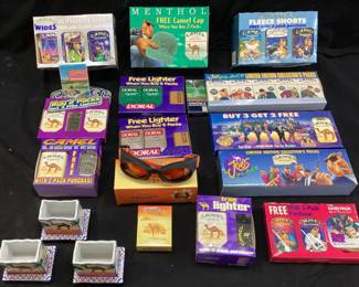 ASSORTED CAMEL CIGARETTE ADVERTISING, CARDS, CAMEL GOGGLES, JOE CAMEL