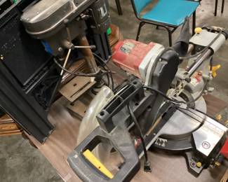 CHOICE OFF TABLE, CHOP SAW, MITER SAW, AIR TANK, CHAINSAW, HEDGE TRIMMER, DRILL PRESS NO SHIPPING PICKUP ONLY