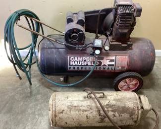 26 GALLON CAMPBELL HAUSFELD BELT DRIVIN AIR COMPRESSOR WITH 5 GALLON AIR TANK NO SHIPPING PICKUP ONLY