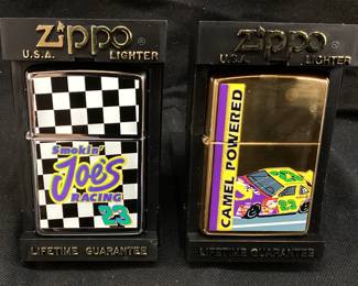 (2) ZIPPO CHECKERED #23 & #23 GOLD TONE CAMEL POWER