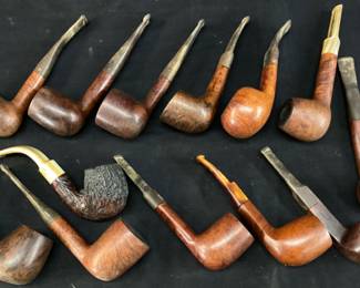 13 VTG. TOBACCO SMOKING PIPES, ITALIAN LOCARNO, GBD LONDON, SANDY HOOK BRIAR ITALY, SAVENELLI DELUXE, CHARATANS MAKE
