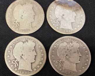 (4) Barber Liberty Head Half Dollars, (2) 1895, 1895-s & (2) 1894