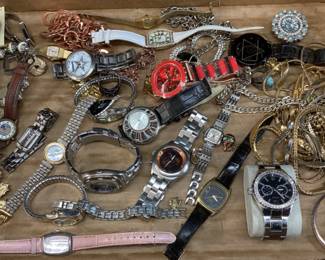 ASSORTED COSTUME JEWELRY & WATCHES, ANNE KLEIN, GUESS, SHARP