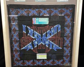 VTG. LYNYRD SKYNYRD CONCERT BANDANA & TICKETS IN FRAME