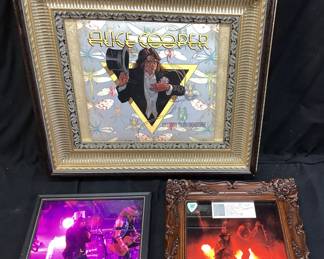 (3) VTG. ALICE COOPER GROUP, WELCOME TO MY NIGHTMARE VINYL ALBUM FRAMED, PHOTOGRAPHS & TICKET STUBS