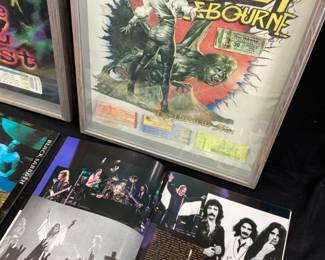 VTG. OZZY OSBOURNE OZZ FEST CONCERT T-SHIRTS, PROGRAMS & TICKETS, 1997 & 2004 OZZ FEST PROGRAMS, 1986 OZZY ULTIMATE SIN TOUR T SHIRT, T SHIRTS ARE FRAMED