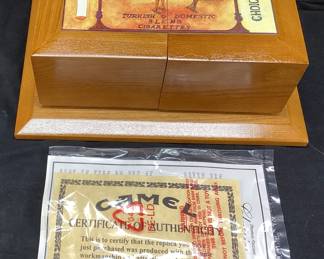 1997 CAMEL CIGARETTES WOOD JEWELRY BOX BY THOMAS PACCONI, NEW IN BOX