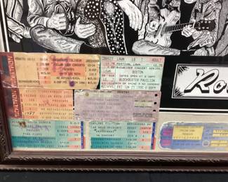 ROCK n ROLL THEATRE By HOWARD TEMAN w CONCERT TICKET STUBS, FRAMED, PINK FLOYD, DAVID LEE ROTH, BOSTON, REO SPEEDWAGON, ELTO JOHN, NIEL YOUNG, TED NUGENT, ALLMAN BROTHERS, MARSHALL TUCKER, VINCE NEIL w CRAZY HORSE