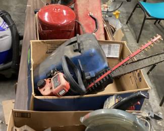 CHOICE OFF TABLE, CHOP SAW, MITER SAW, AIR TANK, CHAINSAW, HEDGE TRIMMER, DRILL PRESS NO SHIPPING PICKUP ONLY