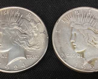 (2) 1924-S & 1924-P SILVER PEACE DOLLARS