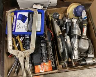 CHOICE BOX OFF TABLE, HAND TOOLS, POWER TOOLS, WRENCHES, CLAMPS, AIR RATCHETS, CIRCULAR SAW, WELDING GEAR, NO SHIPPING PICKUP ONLY