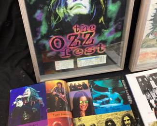VTG. OZZY OSBOURNE OZZ FEST CONCERT T-SHIRTS, PROGRAMS & TICKETS, 1997 & 2004 OZZ FEST PROGRAMS, 1986 OZZY ULTIMATE SIN TOUR T SHIRT, T SHIRTS ARE FRAMED