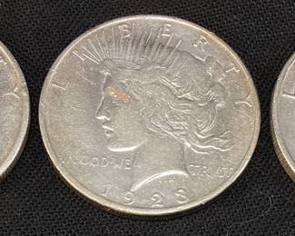 (3) 1923-P, 1923-D & 1923-S SILVER PEACE DOLLARS