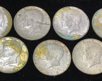 (7) 1965-69 KENNEDY HALF DOLLARS, 40% SILVER