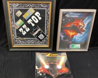 VTG. ZZ TOP CONCERT BANDANA, AFTERBURNER CONCERT SHIRT & ELIMINATOR VINYL ALBUM