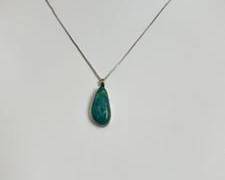 Vintage Native American Signed Mike Chee Navajo Sterling Silver with Turquoise Pendant Necklace - 18" (3.6 Grams)