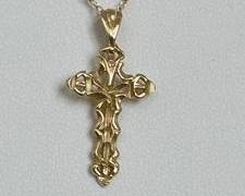 14K Gold Cross Pendant Necklace - 18" (1.7 Grams)