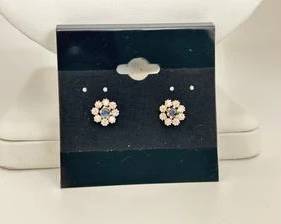 14K Gold with Diamonds & Sapphires Earrings (Diamond Earring Jackets are Removable) (1.6 Grams)