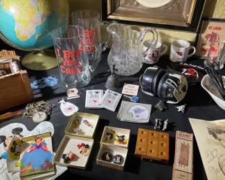 Table of St. Louis cardinal football team collectibles