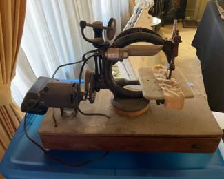 The motor does run. It’s been sitting for a while, but it does operate, small unique, sewing machine. They are rare.