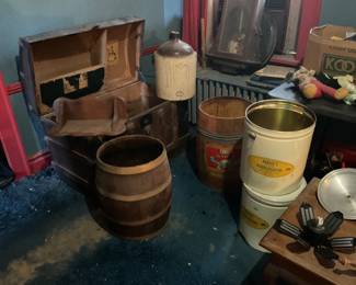 Antique, barrels, the jug is cracked