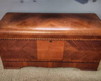 Vintage Lane mid-century modern cedar chest with a walnut finish