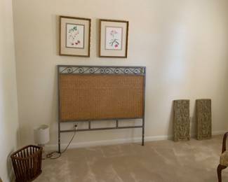 Queen/Full size headboard - matching chest of drawers available. Lovely professional framed watercolor pictures with French double matting - Eight available.