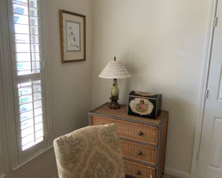 Matching dresser, jewelry box and cockatoo lamp.