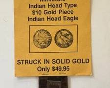 Miniature Indian Head Type $10 Indian Head Eagle Struck in 8k Solid Gold