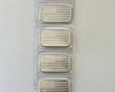 Group of 5 - 1 Ounce .999 Pure Silver American Flag Bars in Plastic