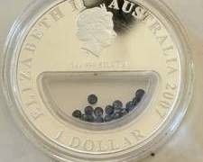 2007 Australia "Treasures of Australia" 1 Ounce .999 Silver Round with Genuine Blue Sapphires in Locket