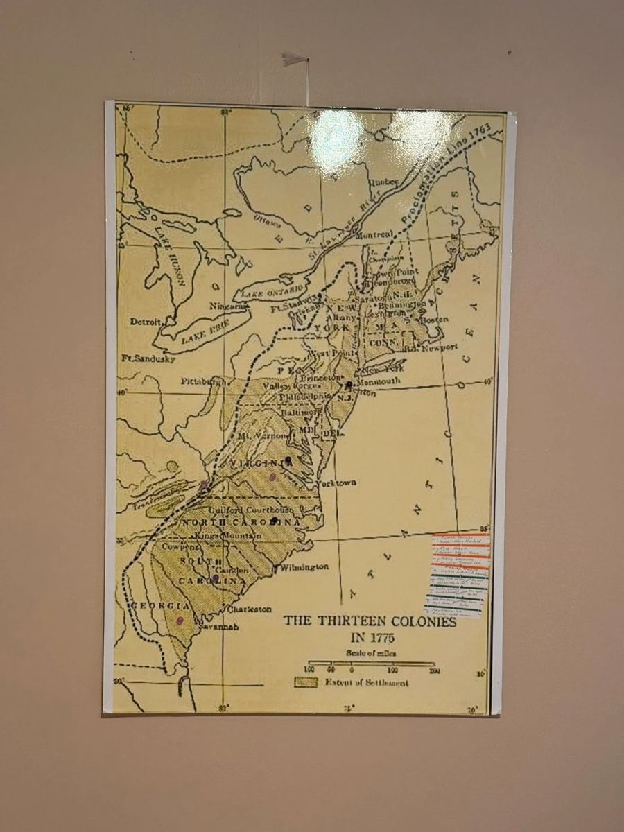 13 colonies map