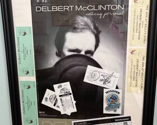Signed Delbert McClinton poster and concert tickets