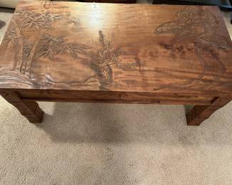 carved Asian coffee table.