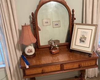 and dressing table with mirror.