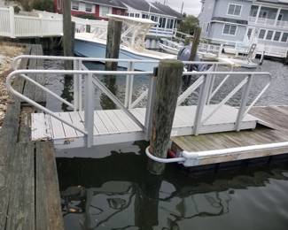 Aluminum dock ramp; wood floating dock