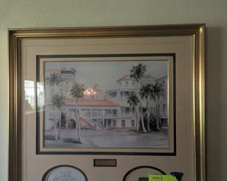 lithograph of the grand old lady hotel in Ormond. Includes a piece of the original hotel and a little history