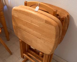 pine TV tray set
