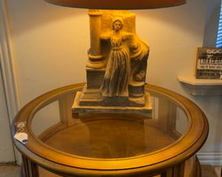 round gold leaf display table