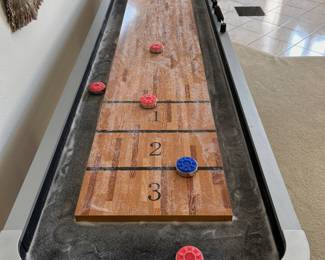 Atomic platinum shuffleboard table