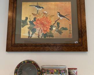 Asian pots and framed art