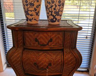 rattan 3 drawer side table
